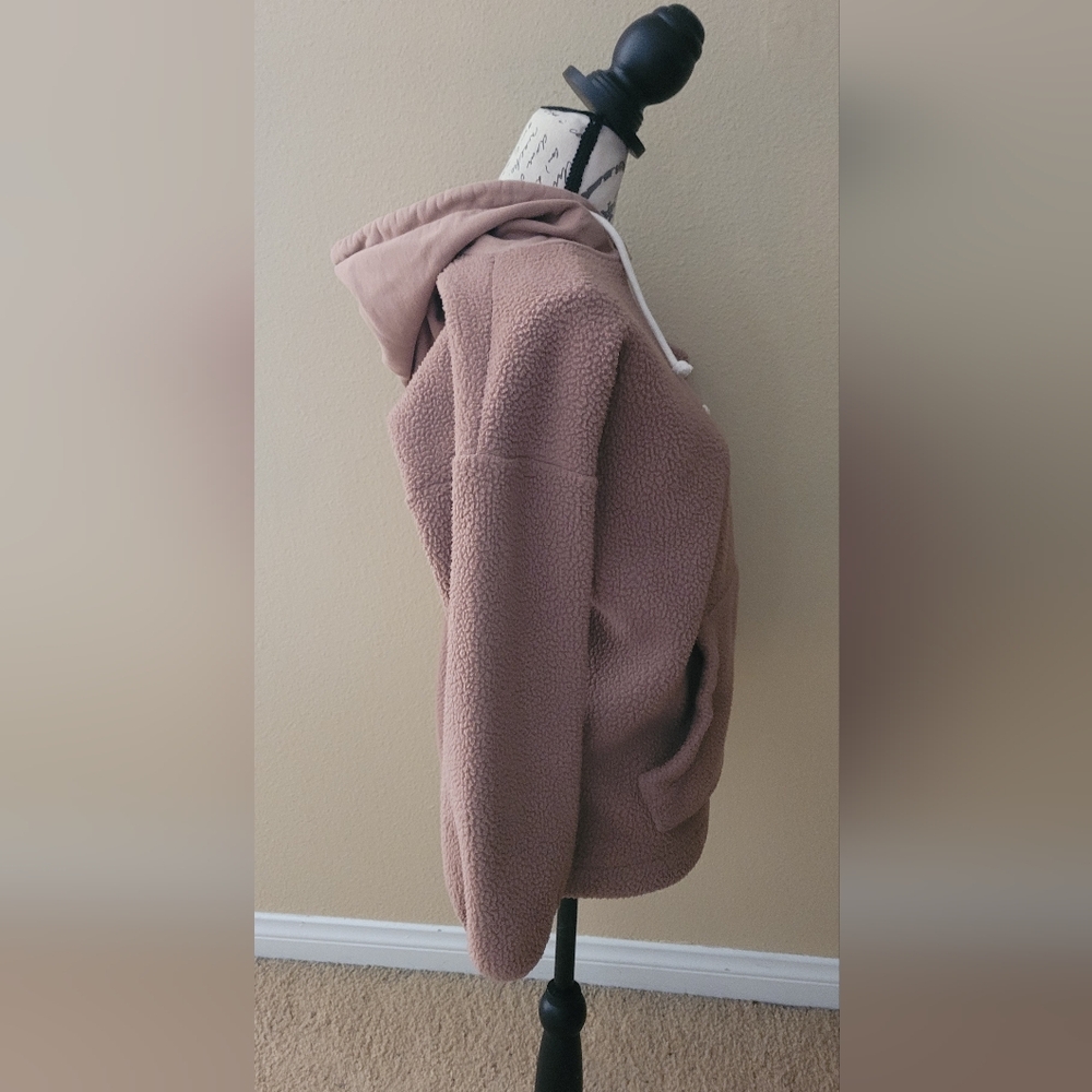 Madewell Balloon Long Sleeve Teddy Hooded Sweatshirt Women Size S Tan - Picture 4 of 4